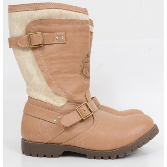 Disney D-Signed Descendants Tan Auradon Prep Boots Winter Snow KIDS US Size 4 - Picture 2 of 9